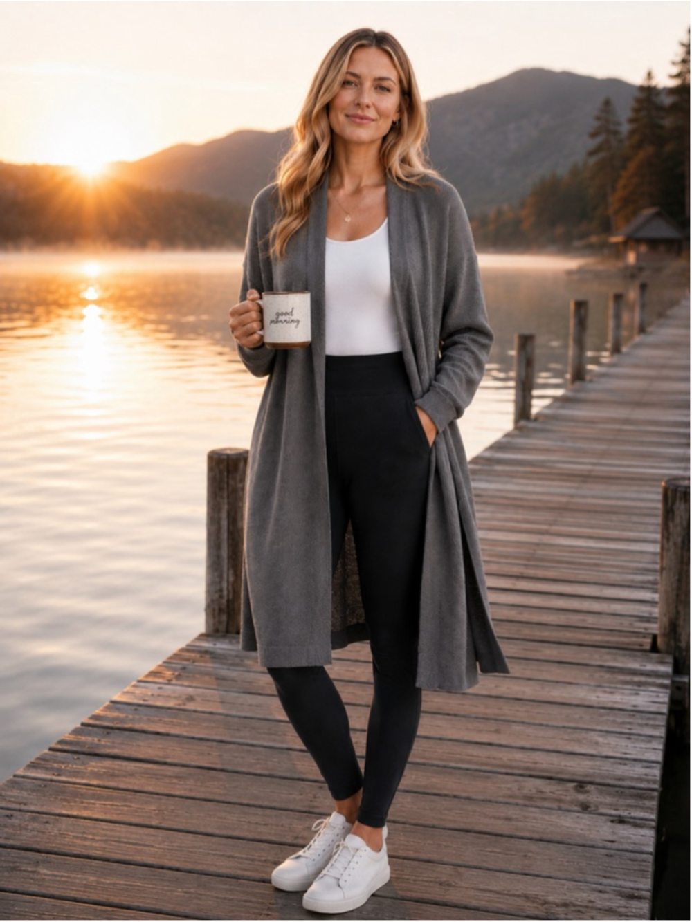 Lululemon Side Slit Sweater Wrap Women 10 Graphite Grey Cozy Open Cardigan Knit